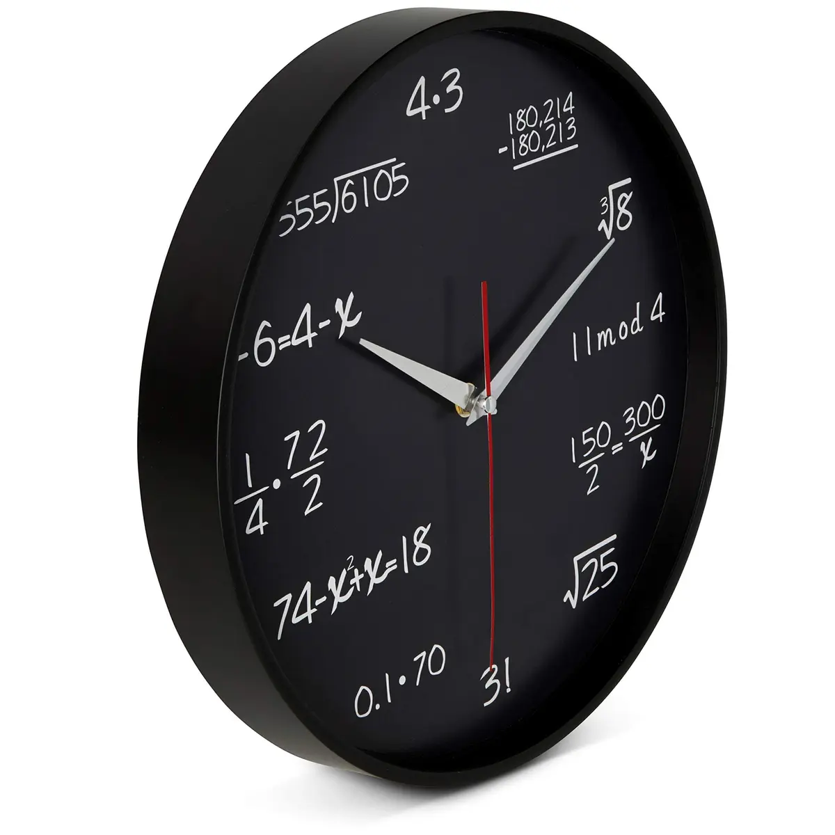 Bernhard Products Math Wall Clock Black 12 Inch Silent Non-Ticking | Unique Gift for Educators & Students - view 2