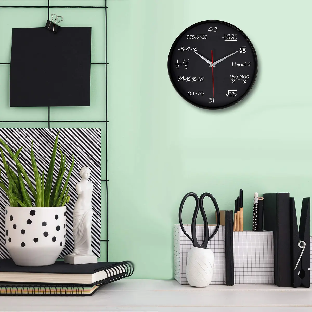 Bernhard Products Math Wall Clock Black 12 Inch Silent Non-Ticking | Unique Gift for Educators & Students - view 3