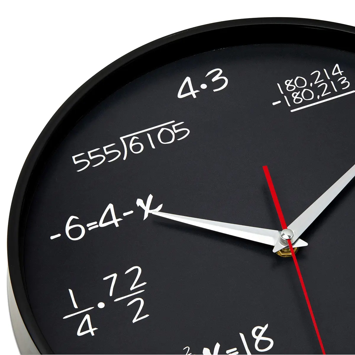 Bernhard Products Math Wall Clock Black 12 Inch Silent Non-Ticking | Unique Gift for Educators & Students - view 4