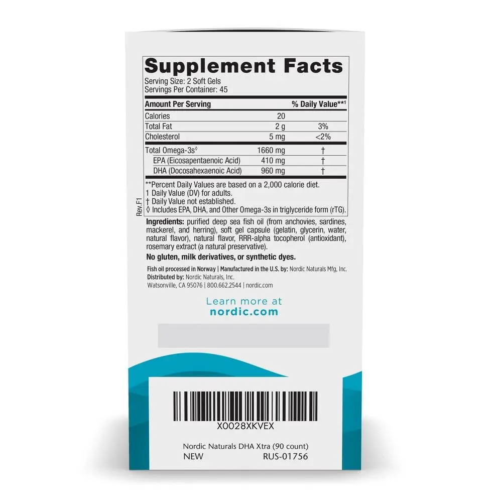 Nordic Naturals DHA Xtra Supplement, 1660 mg Omega-3 Fish Oil - 90 Count | Supports Brain & Memory - view 2