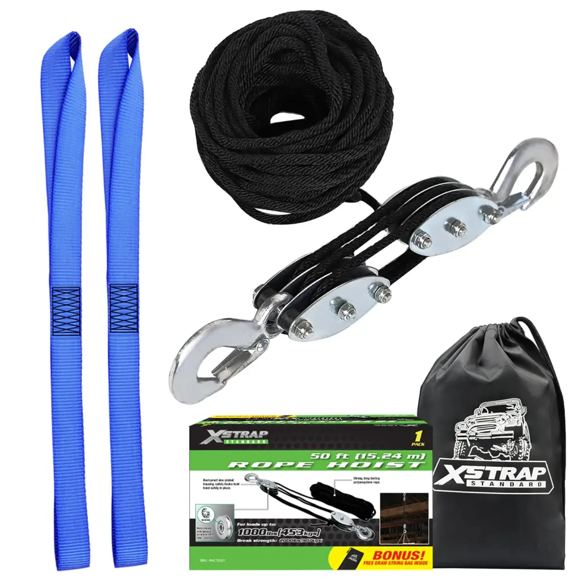 XSTRAP STANDARD Heavy-Duty Rope Hoist 50 ft (15.24 m) | 1000 lb Load Capacity, 2000 lb Breaking Strength - main product image