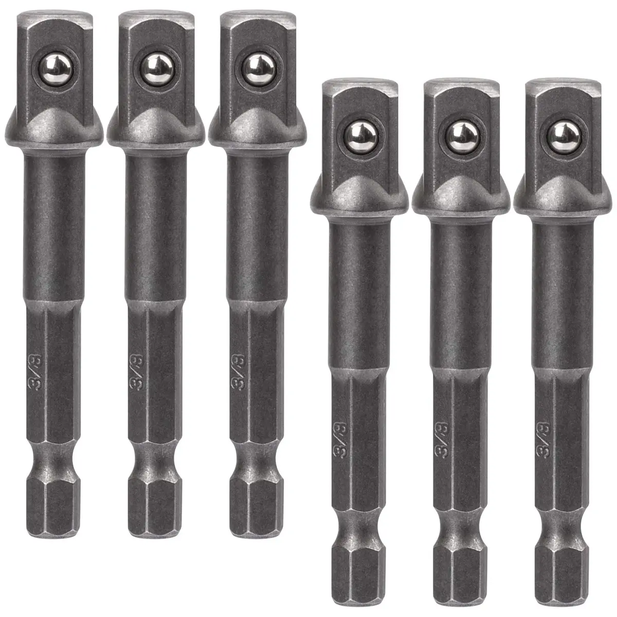 OIIKI 6 Pack 3/8 inch Square Socket Adapter Bit Set | Hardened HSS Impact Driver Bits for Automotive & DIY (70-120 chars) - main product image