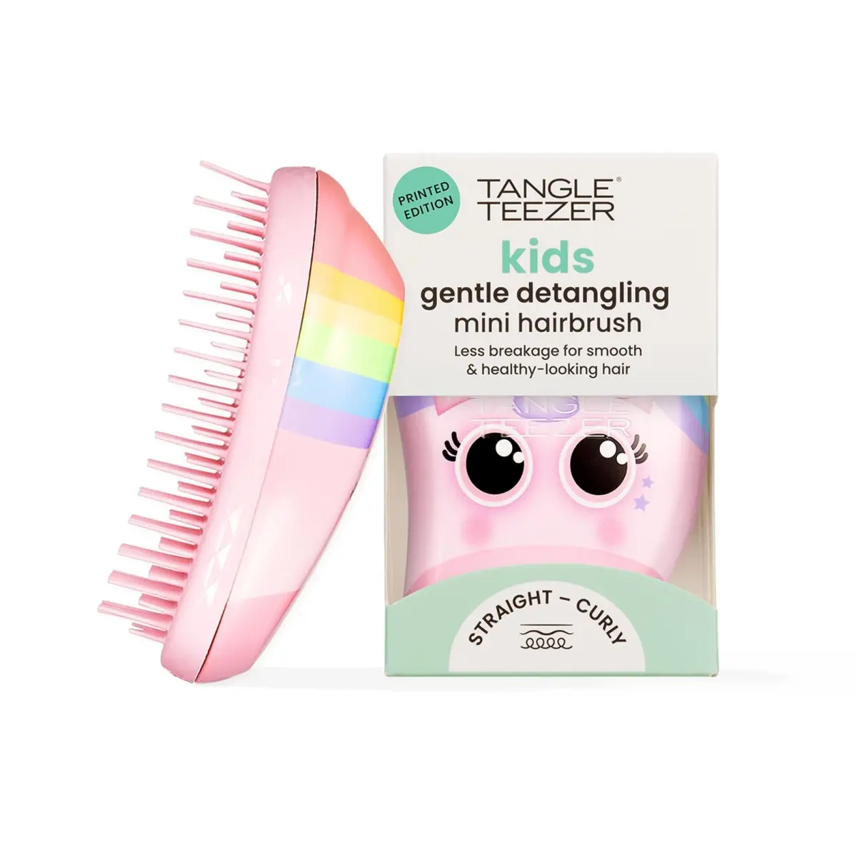 Tangle Teezer Original Detangler Mini Hair Brush for Kids, Rainbow Unicorn (10cm x 6cm x 4.5cm) - main product image