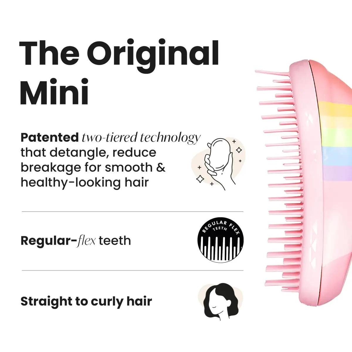 Tangle Teezer Original Detangler Mini Hair Brush for Kids, Rainbow Unicorn (10cm x 6cm x 4.5cm) - view 9
