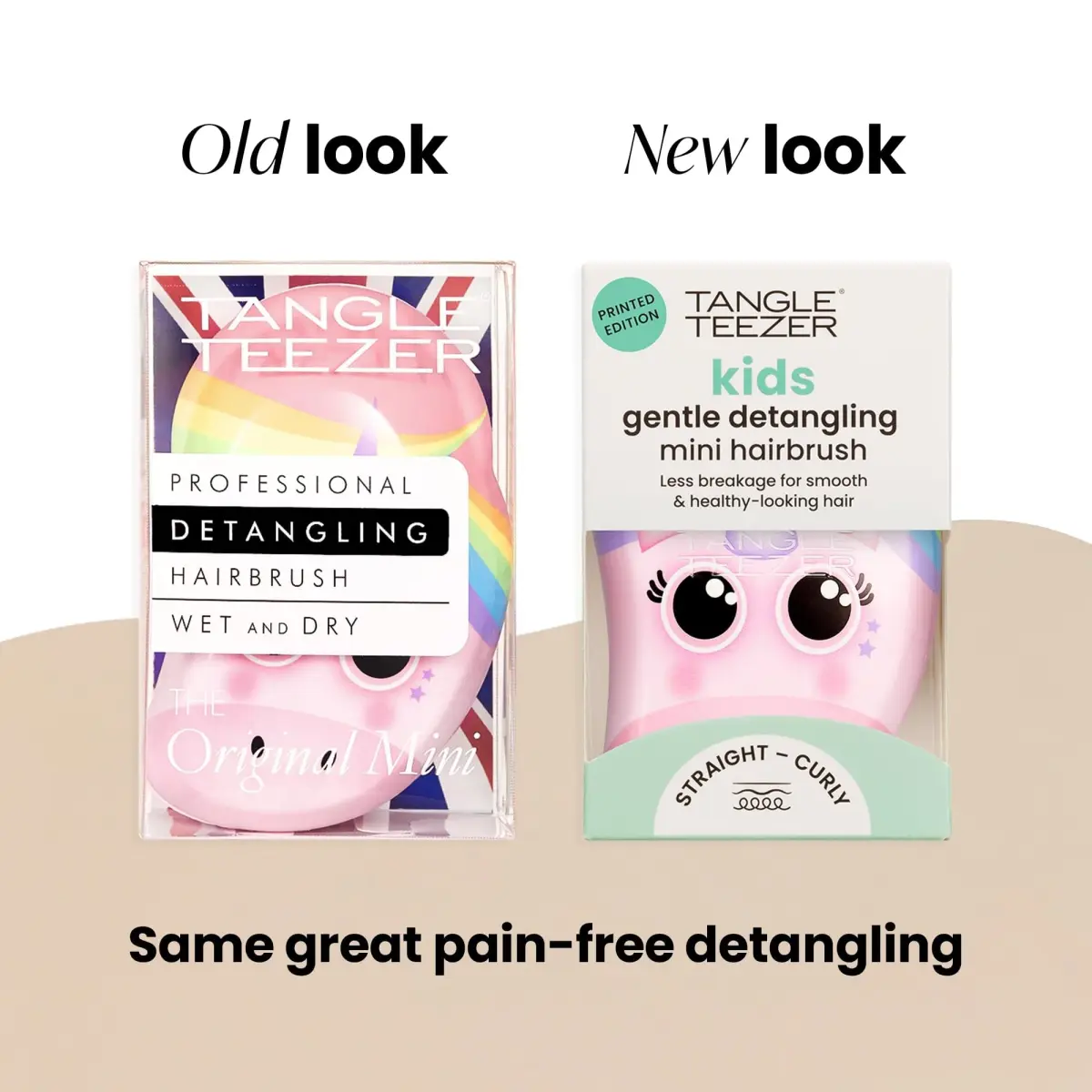 Tangle Teezer Original Detangler Mini Hair Brush for Kids, Rainbow Unicorn (10cm x 6cm x 4.5cm) - view 2