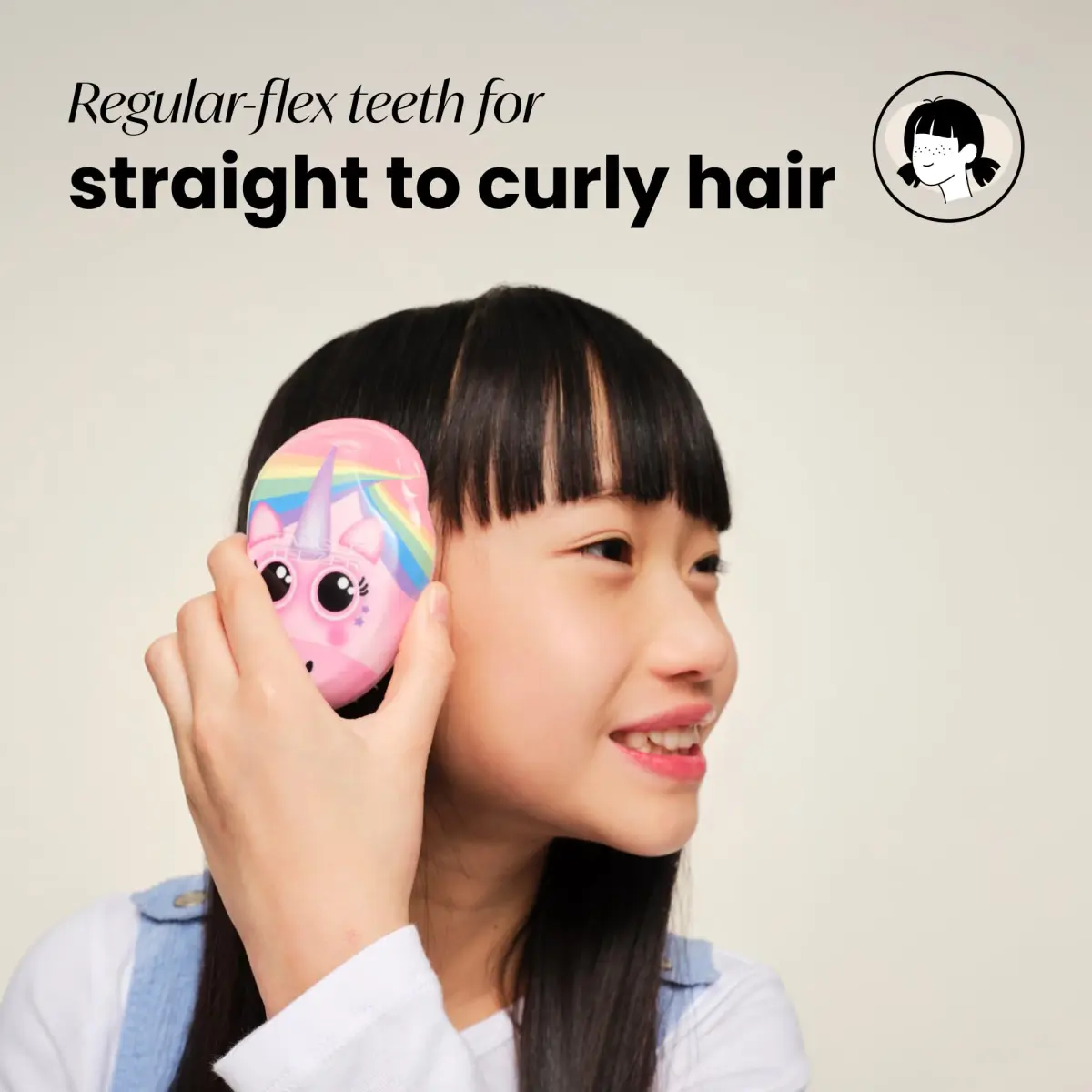Tangle Teezer Original Detangler Mini Hair Brush for Kids, Rainbow Unicorn (10cm x 6cm x 4.5cm) - view 4