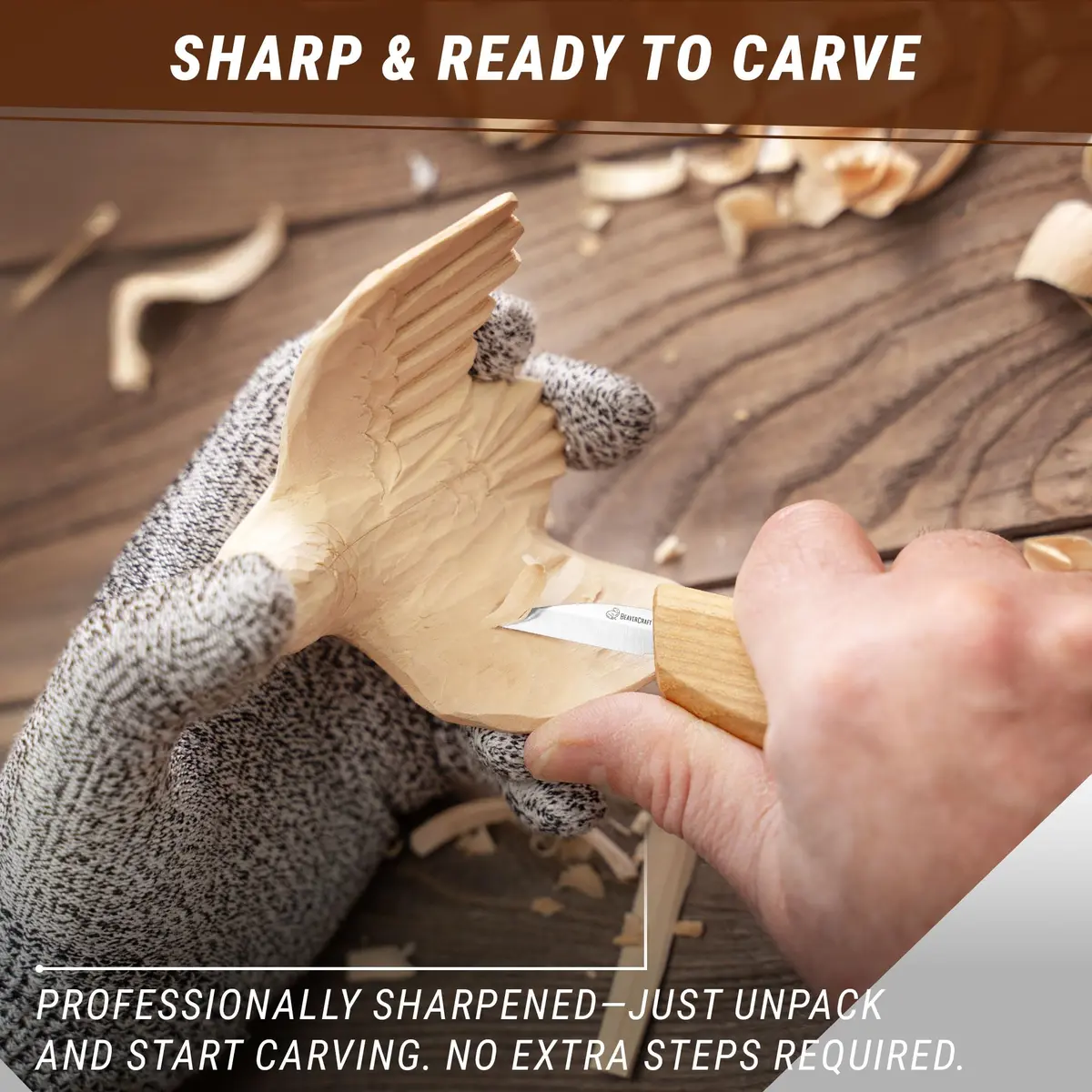 BeaverCraft Wood Carving Detail Knife C15 1.4" | Precision Whittling Tool for Beginners & Kids - view 6