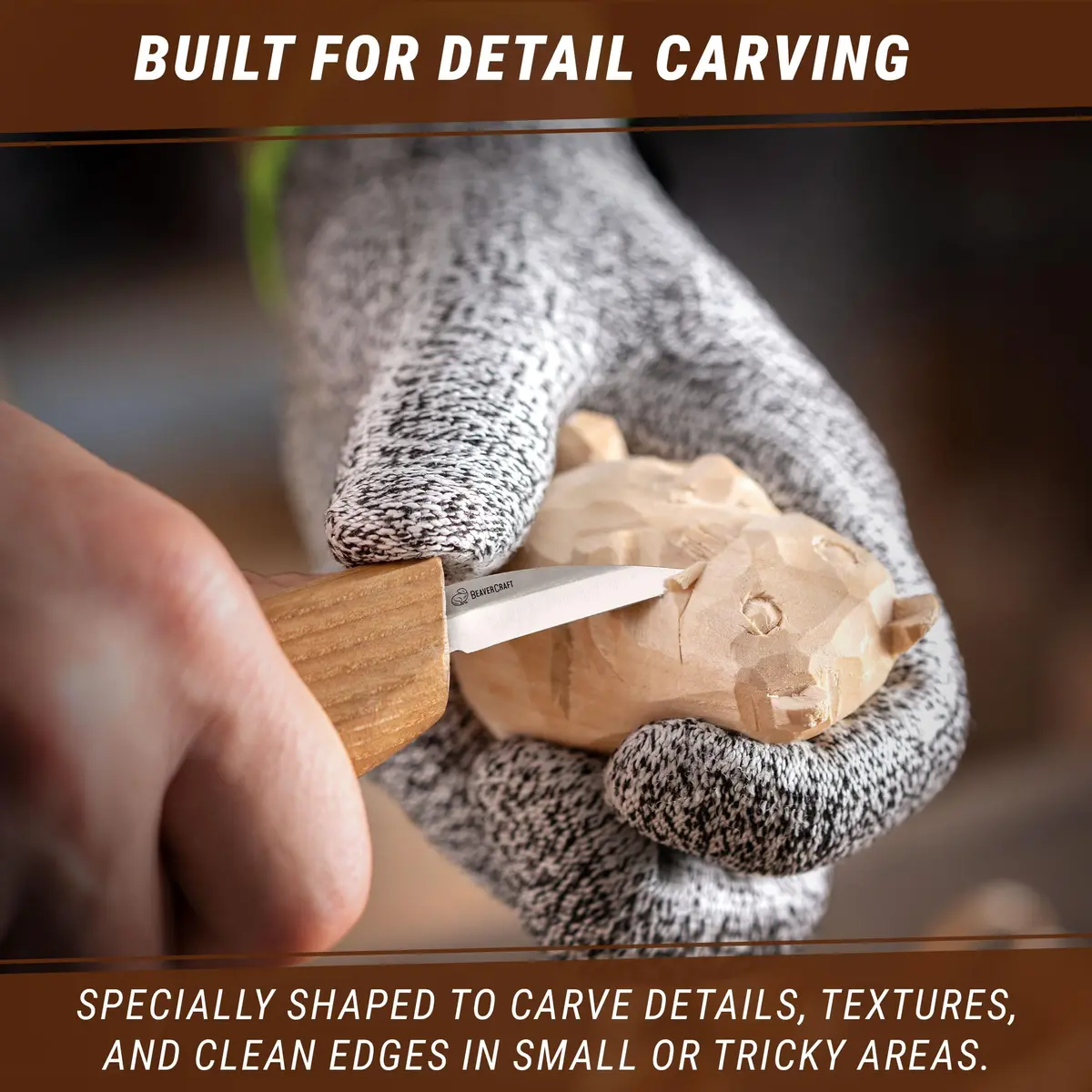 BeaverCraft Wood Carving Detail Knife C15 1.4" | Precision Whittling Tool for Beginners & Kids - view 3