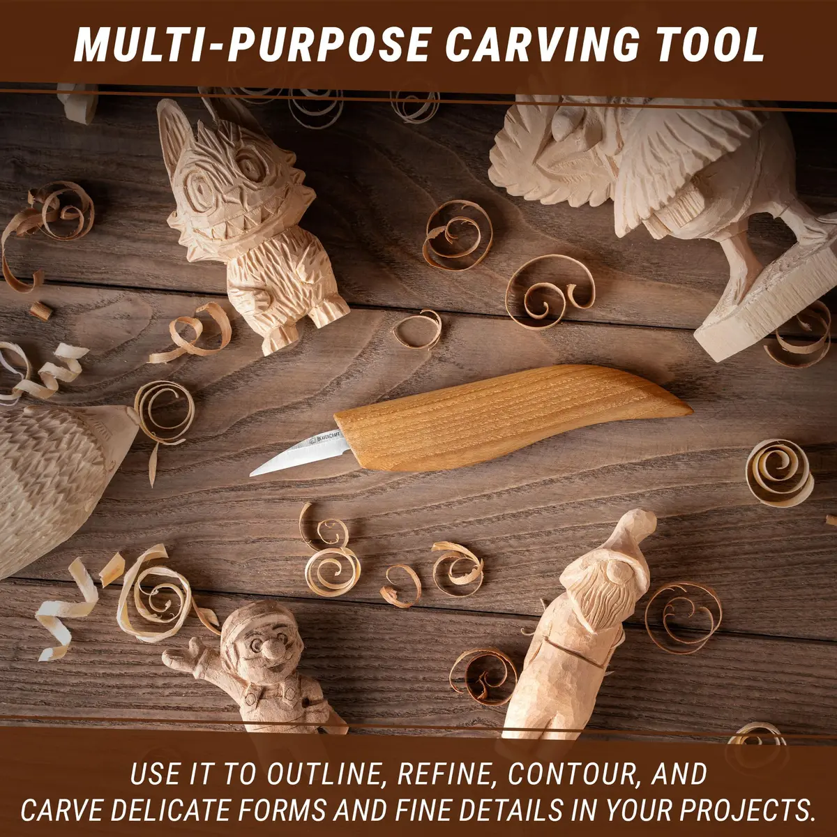 BeaverCraft Wood Carving Detail Knife C15 1.4" | Precision Whittling Tool for Beginners & Kids - view 4