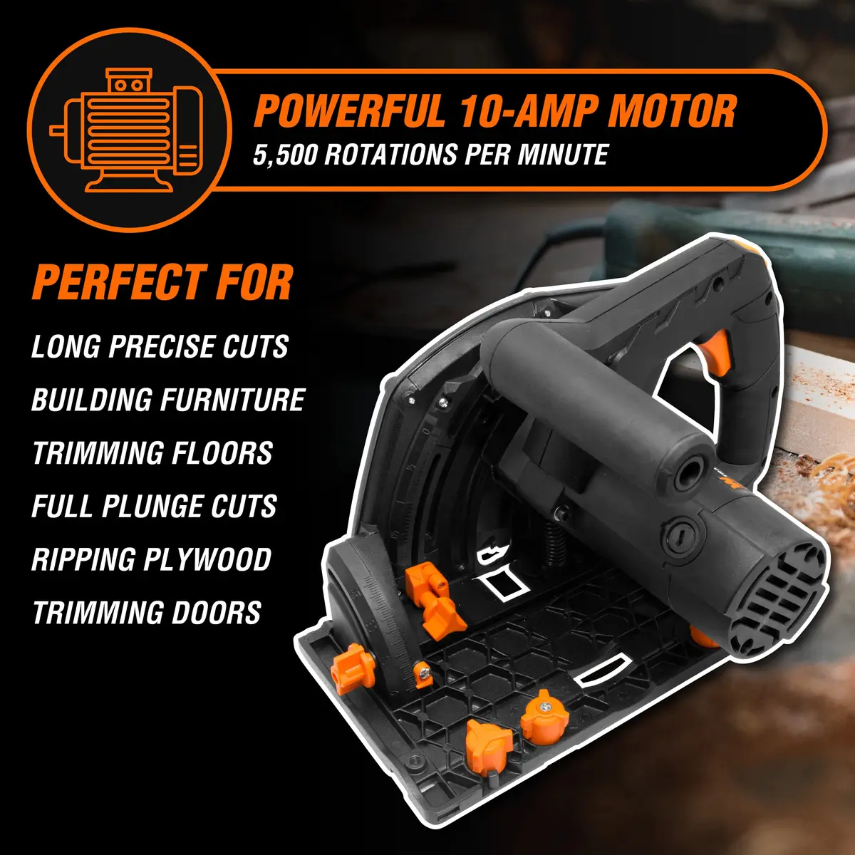 WEN 10-Amp 6.5-Inch Plunge Cut Sidewinder Circular Track Saw | Precise, Portable, USA Import - view 4