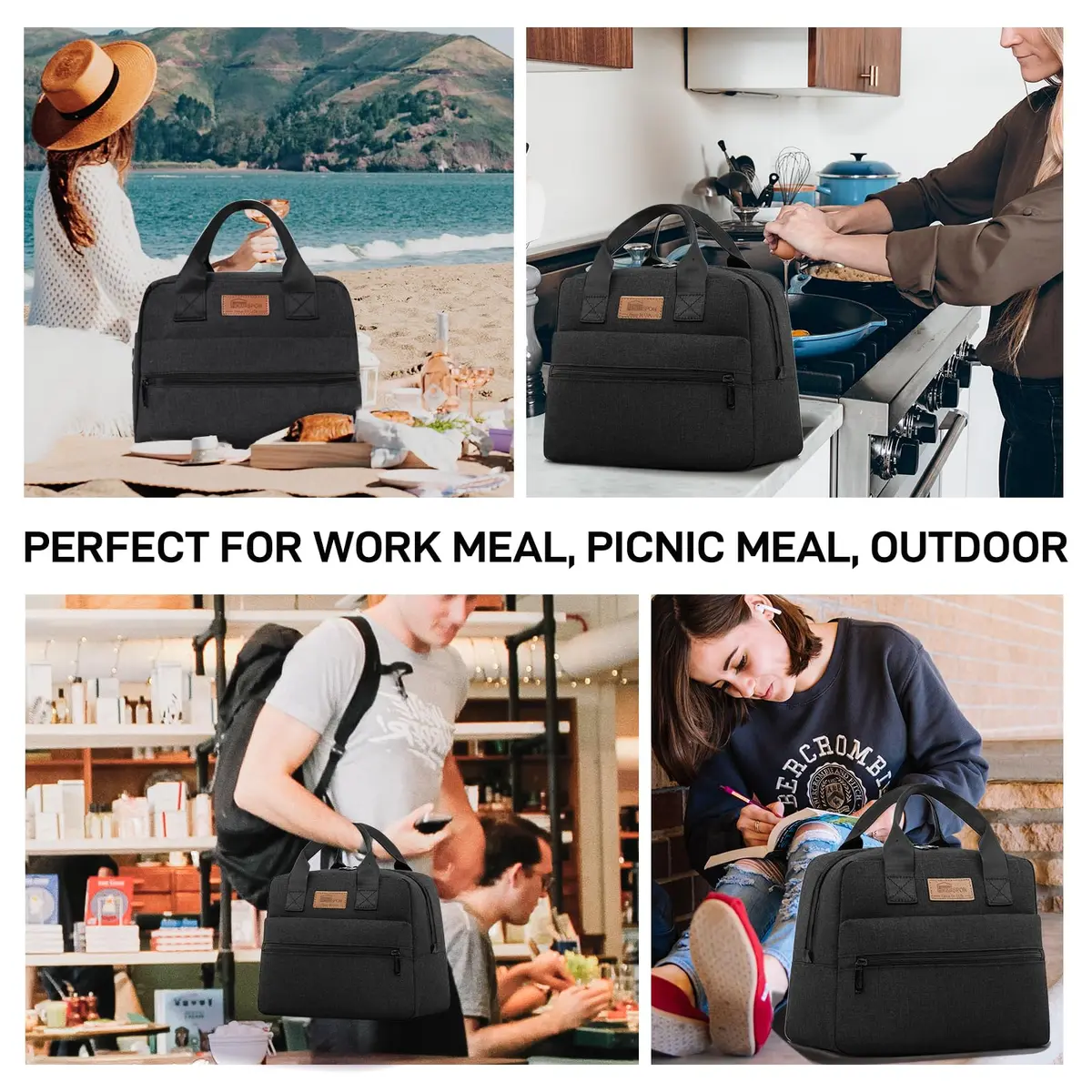 HOMESPON Insulated Lunch Bag for Women Men | Large Capacity, BPA-Free, Keeps Food Cold/Warm 4 Hours - view 6