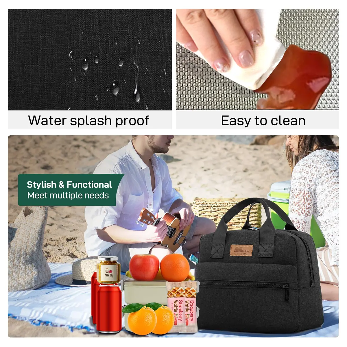HOMESPON Insulated Lunch Bag for Women Men | Large Capacity, BPA-Free, Keeps Food Cold/Warm 4 Hours - view 7