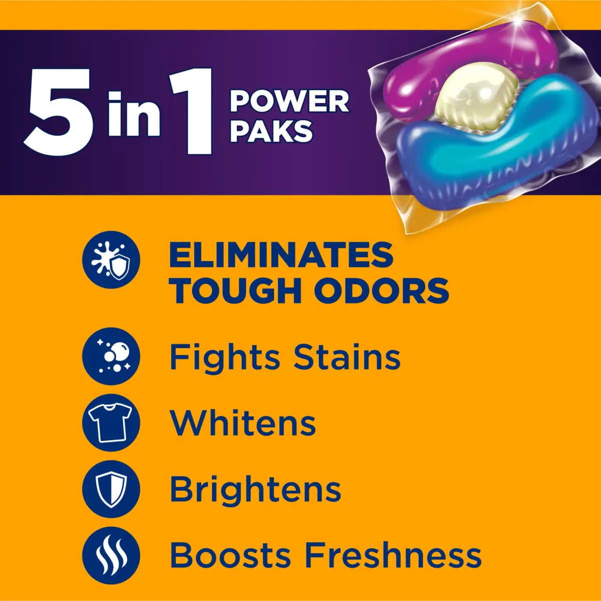 ARM & HAMMER Plus OxiClean Odor Blasters Laundry Detergent Paks 42 Count | Fresh Burst Scent, 5-in-1 Cleaning Power - view 2