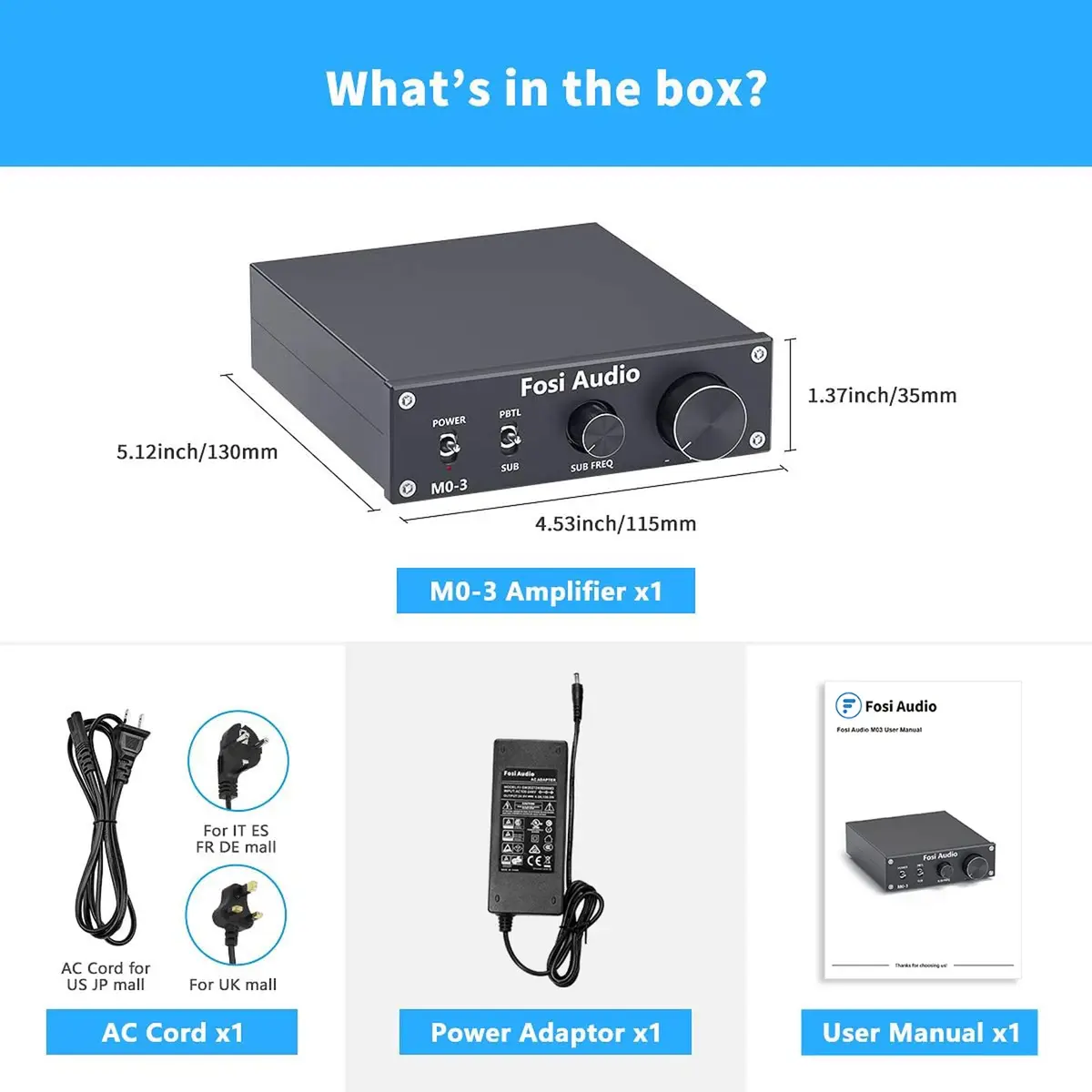 Fosi Audio M03 200 Watt Mono Amplifier | Full-Frequency & SUB Bass Switchable, 32V/5A Power Supply - view 7
