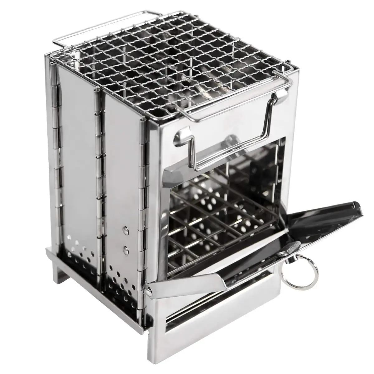 REDCAMP Wood Burning Folding Camp Stove Small with Stainless Steel Grid | Lightweight & Portable for Hiking Outdoor Tent Camping Picnic BBQ - main product image
