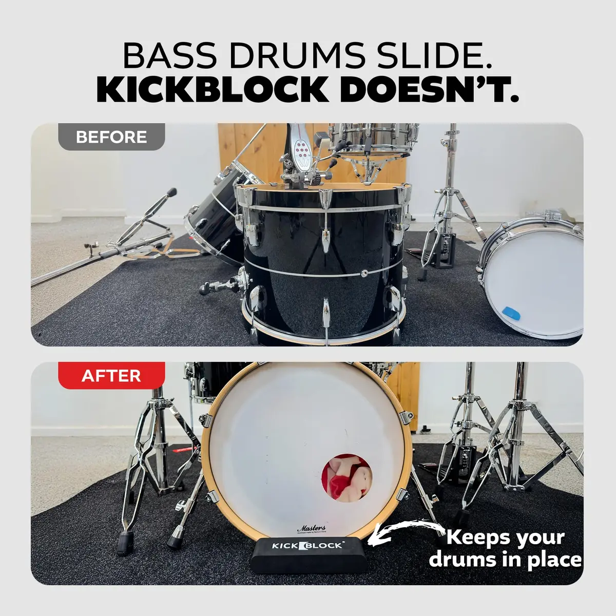 KickBlock Bass Drum Anchor – Ultra-Grip Technology – Stage Black | Drum Stabilizer for Creep & Slide Prevention - view 2