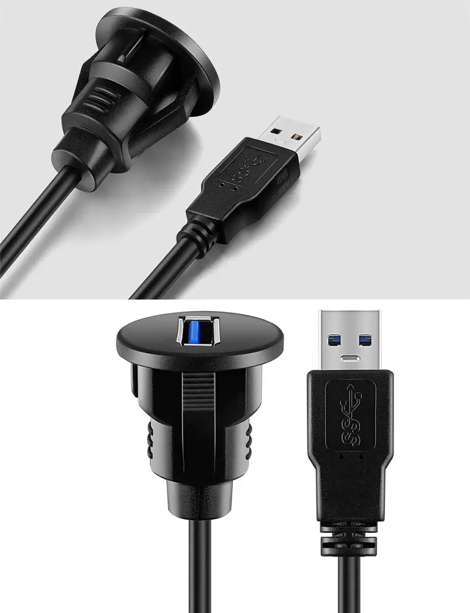 URWOOW USB 3.0 Male to Female Panel Mount Extension Cable 1.83m (6ft) | Flush Mount for Dashboards - view 7