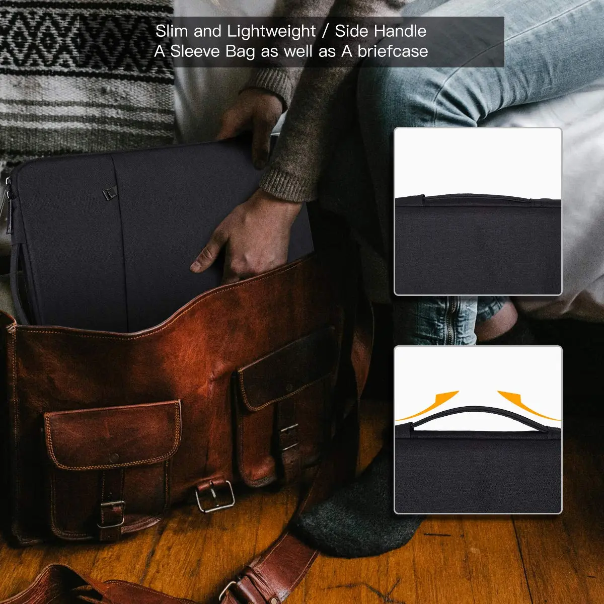 iKammo 13 Inch Laptop Sleeve for 13.5-14.4 Inch Surface & Notebook | Waterproof Canvas, Slim & Protective - view 6