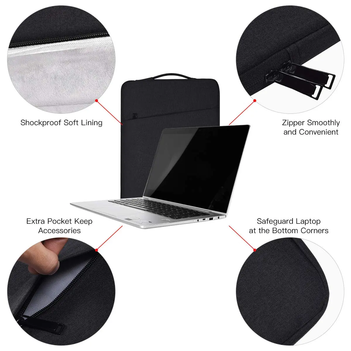 iKammo 13 Inch Laptop Sleeve for 13.5-14.4 Inch Surface & Notebook | Waterproof Canvas, Slim & Protective - view 4