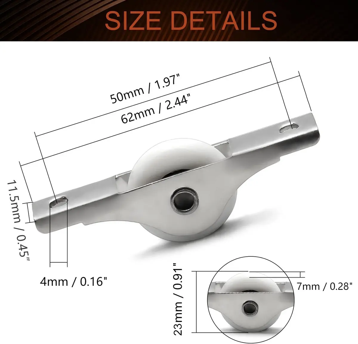 MroMax Nylon Door/Window Roller Replacement 2Pcs 23mm/0.91" Dia White | Durable Sliding Door Pulley - view 2