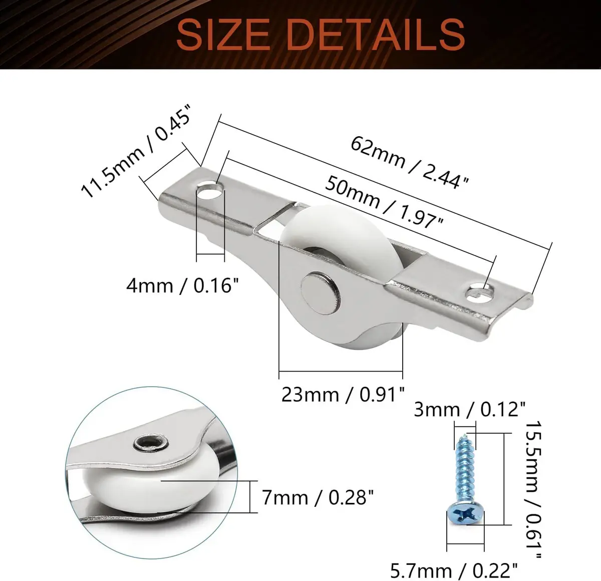 MroMax 10Pcs 23mm/0.91" Dia Screen Door Rollers Nylon White | Durable Sliding Wheel for Garage & Windows - view 2