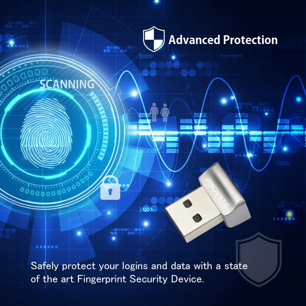 ARCANITE USB Fingerprint Reader for Windows 10 Hello, 0.05s 360-Degree Sensor Security Device, AKFSD-07 - view 3