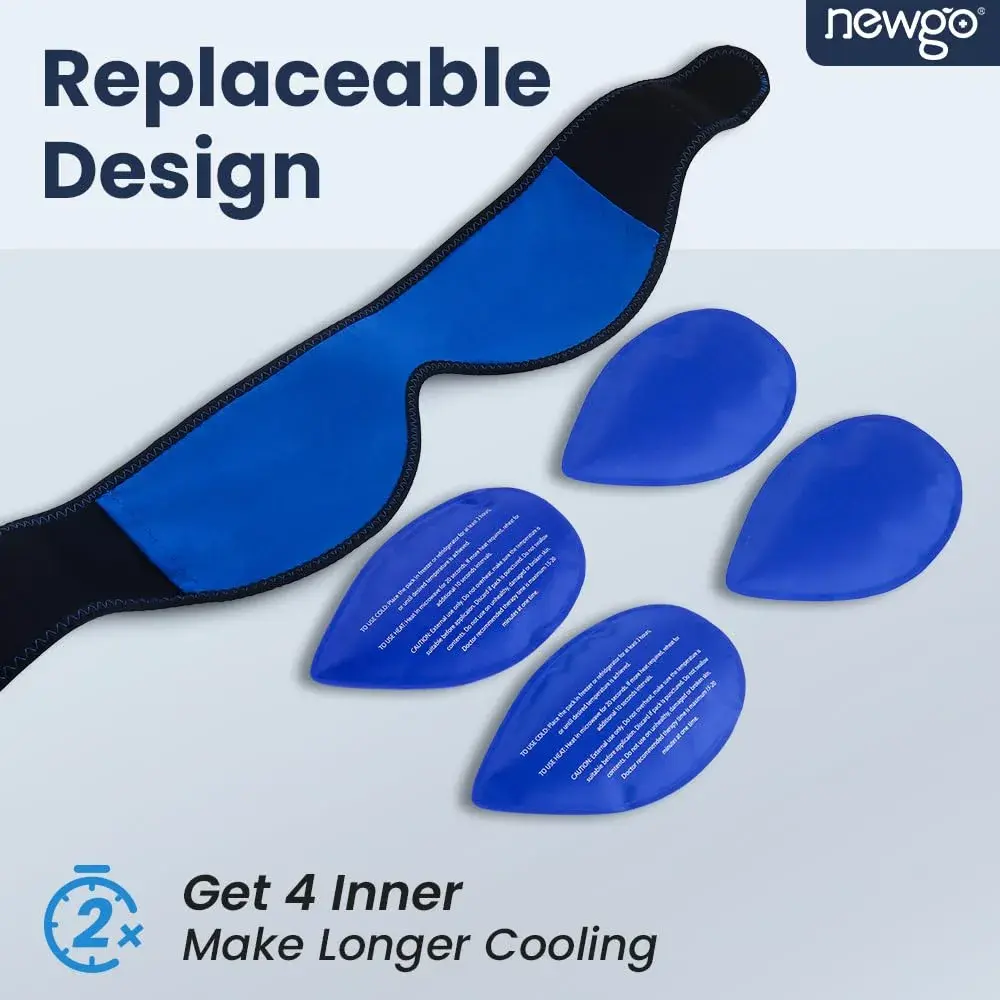 NEWGO Wisdom Teeth Ice Pack Head Wrap with 4 Gel Packs | Adjustable Black Pain Relief - view 2