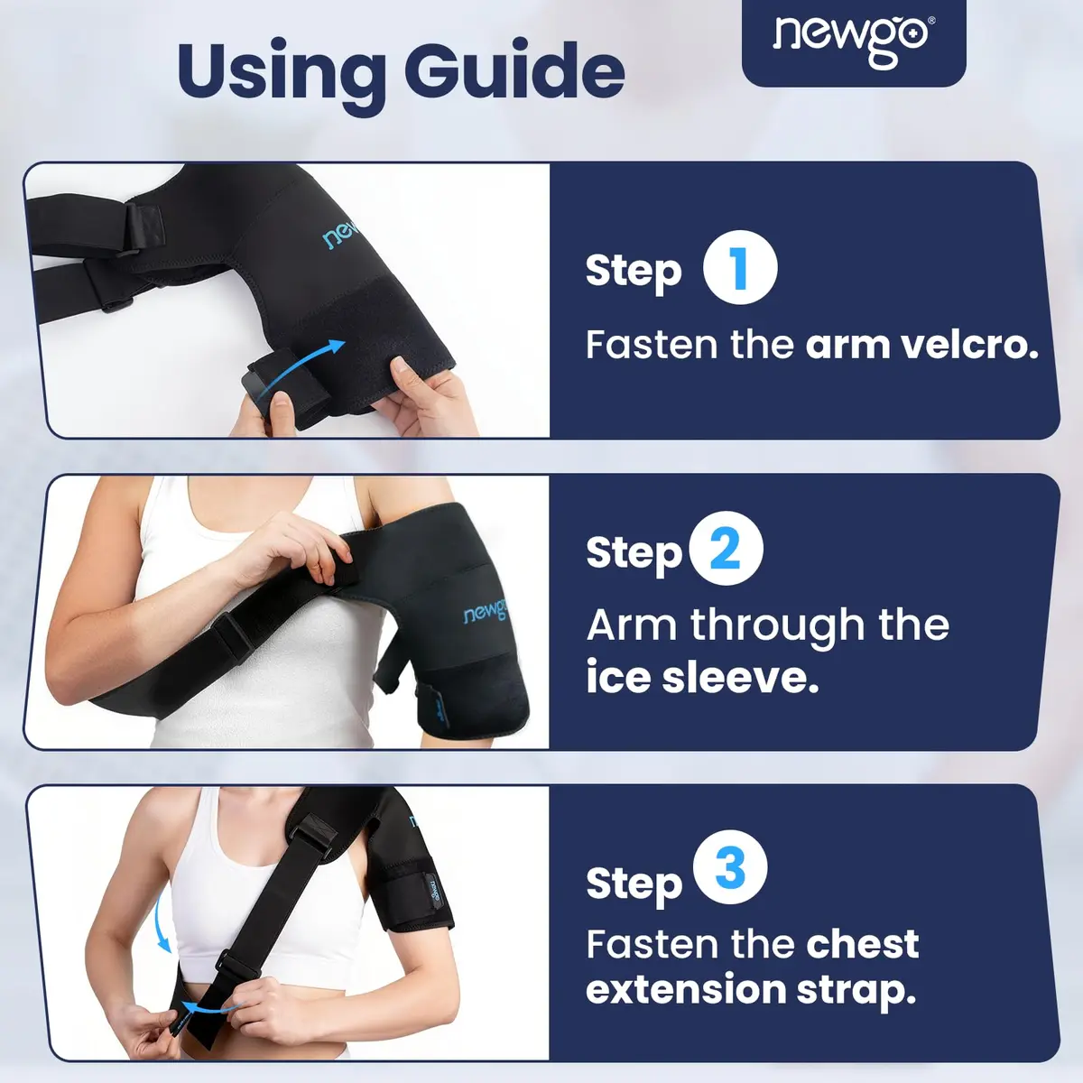 NEWGO Shoulder Ice Pack Wrap with Compression for Both Shoulders, 640g (1.4 lb) | Rotator Cuff Recovery & Post-Surgery Pain Relief - view 7