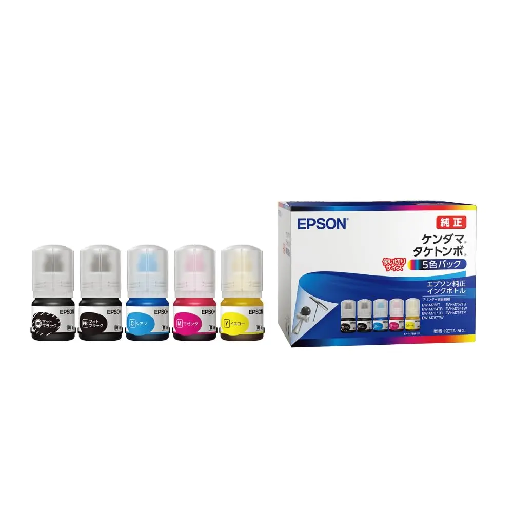 Epson KETA-5CL Ink Bottle Pack (5 Colors, 216g) | Genuine Ink for Epson EcoTank Printers - main product image
