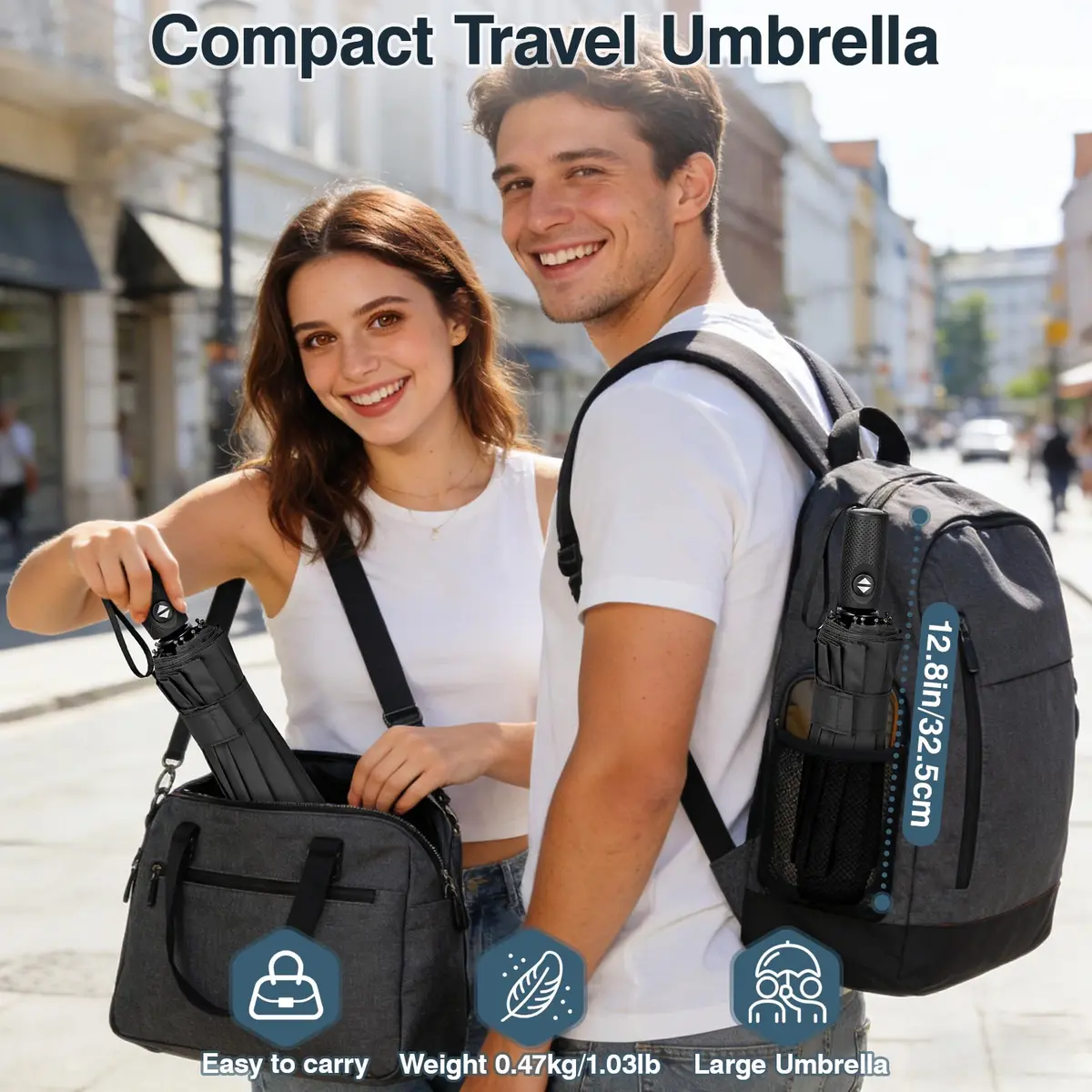 ZOMAKE Small Travel Umbrella Compact Windproof Automatic 45" | Lightweight Paraguas for Rain & Sun - view 5