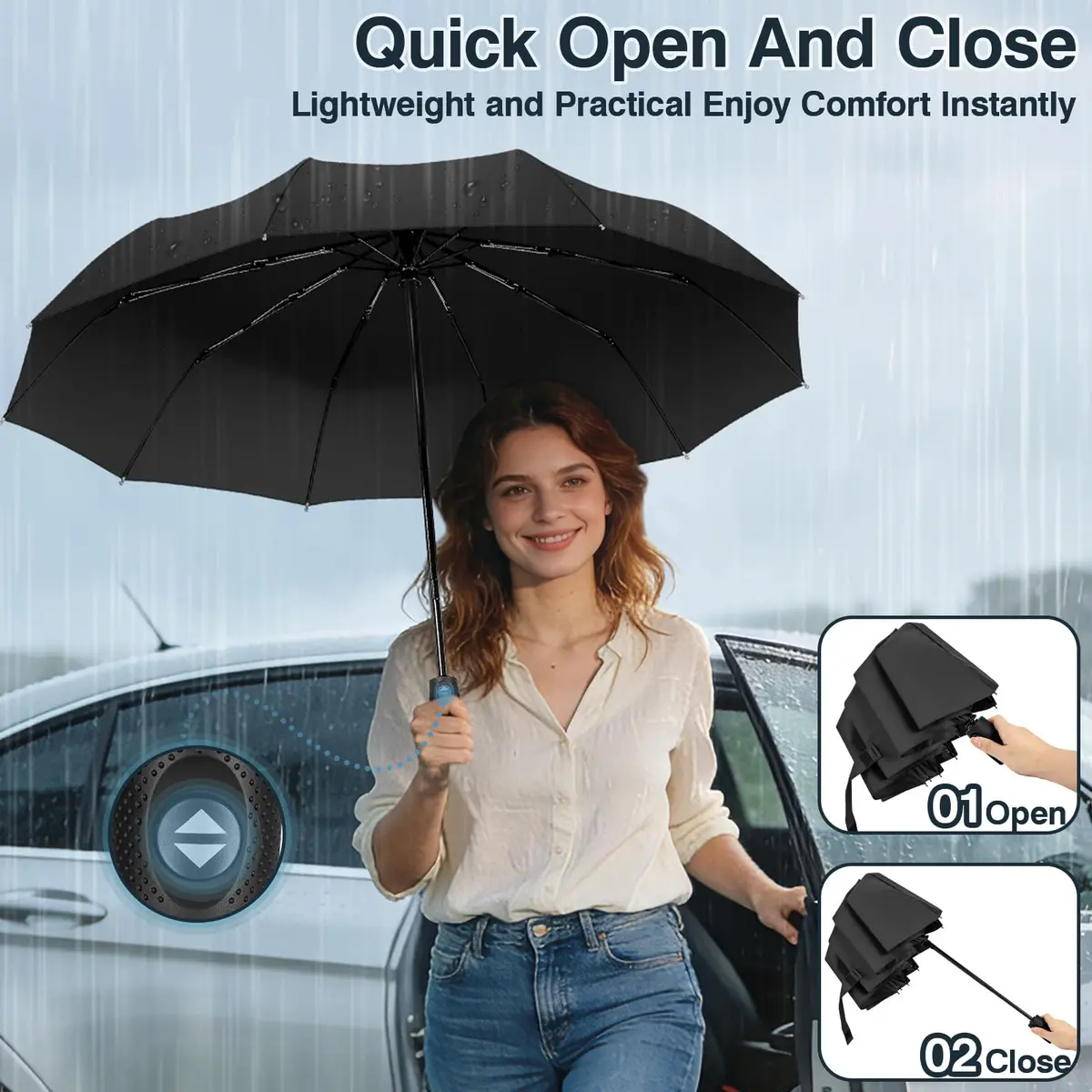 ZOMAKE Small Travel Umbrella Compact Windproof Automatic 45" | Lightweight Paraguas for Rain & Sun - view 6