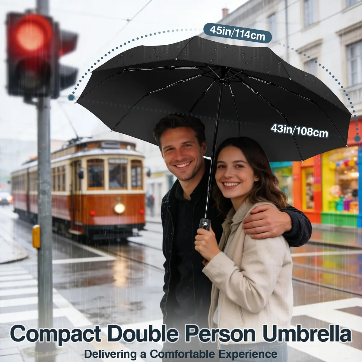 ZOMAKE Small Travel Umbrella Compact Windproof Automatic 45" | Lightweight Paraguas for Rain & Sun - view 3