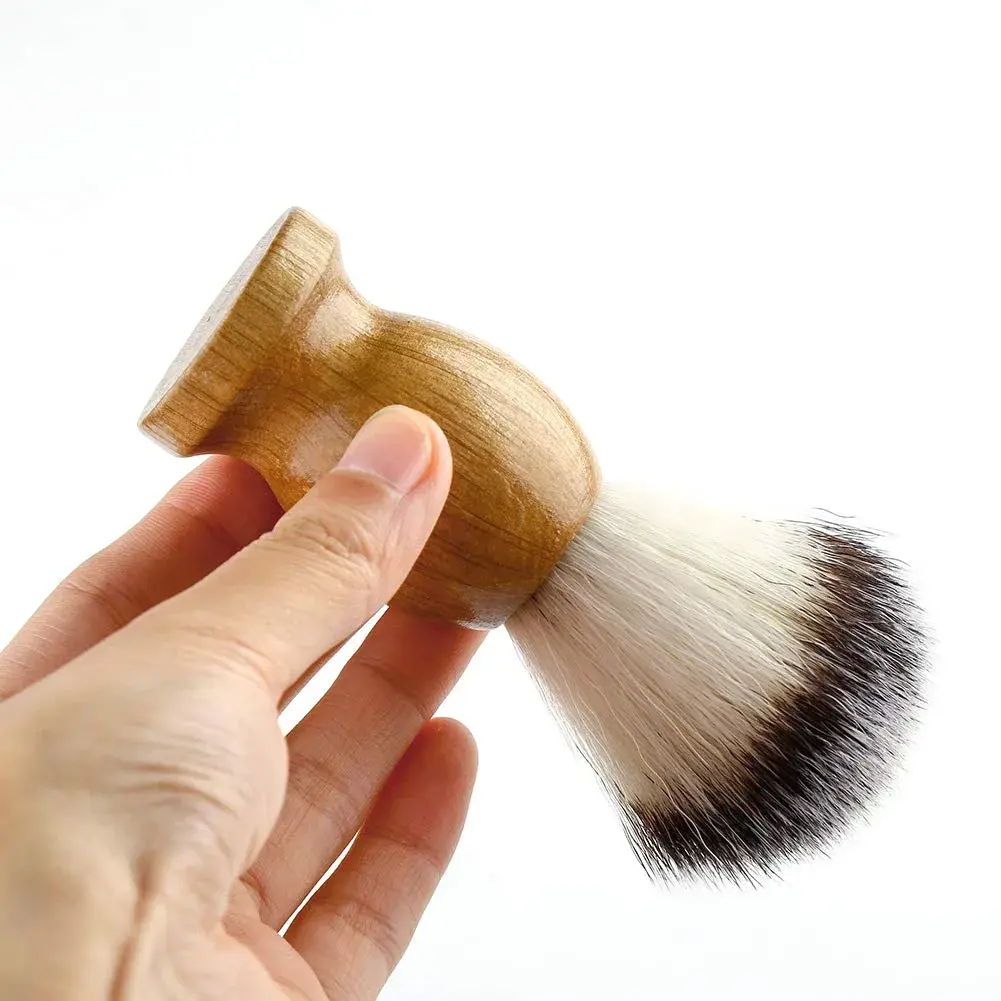 Anbbas 3-in-1 Shaving Brush Set with Synthetic Badger Hair Wood Handle, Stainless Steel Stand and Bowl | Perfect for Traditional Wet Shave - view 2
