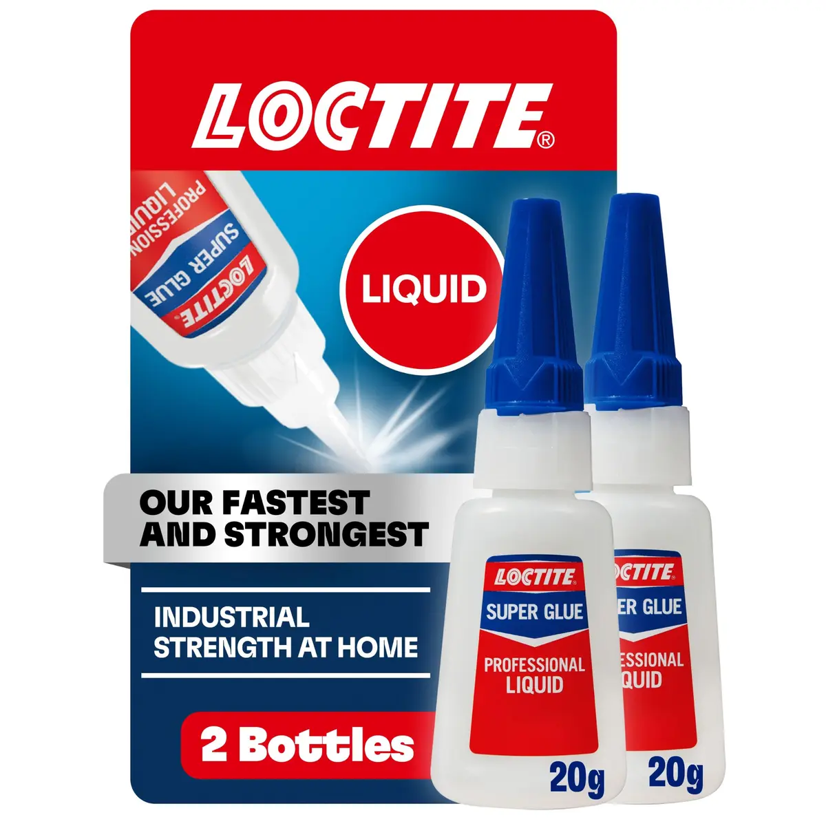 Loctite Professional Super Glue Liquid, Clear, 40ml (1.41 fl oz) Bottle, 2 Pack | Fast-Drying Cyanoacrylate Adhesive for Strong, Invisible Repairs - main product image