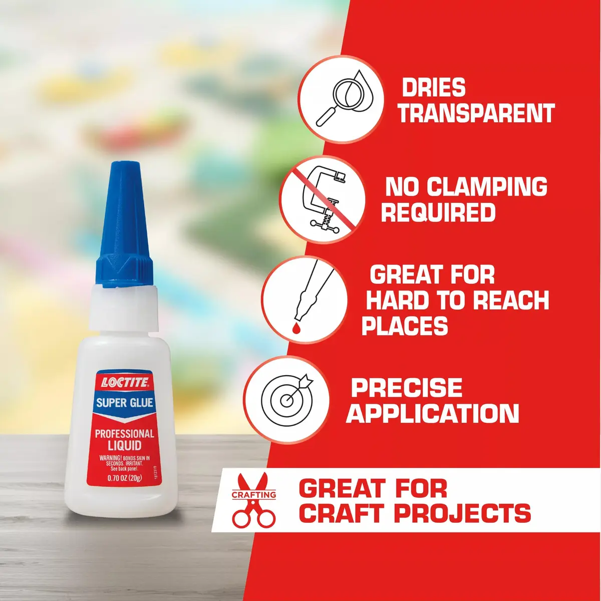Loctite Professional Super Glue Liquid, Clear, 40ml (1.41 fl oz) Bottle, 2 Pack | Fast-Drying Cyanoacrylate Adhesive for Strong, Invisible Repairs - view 2