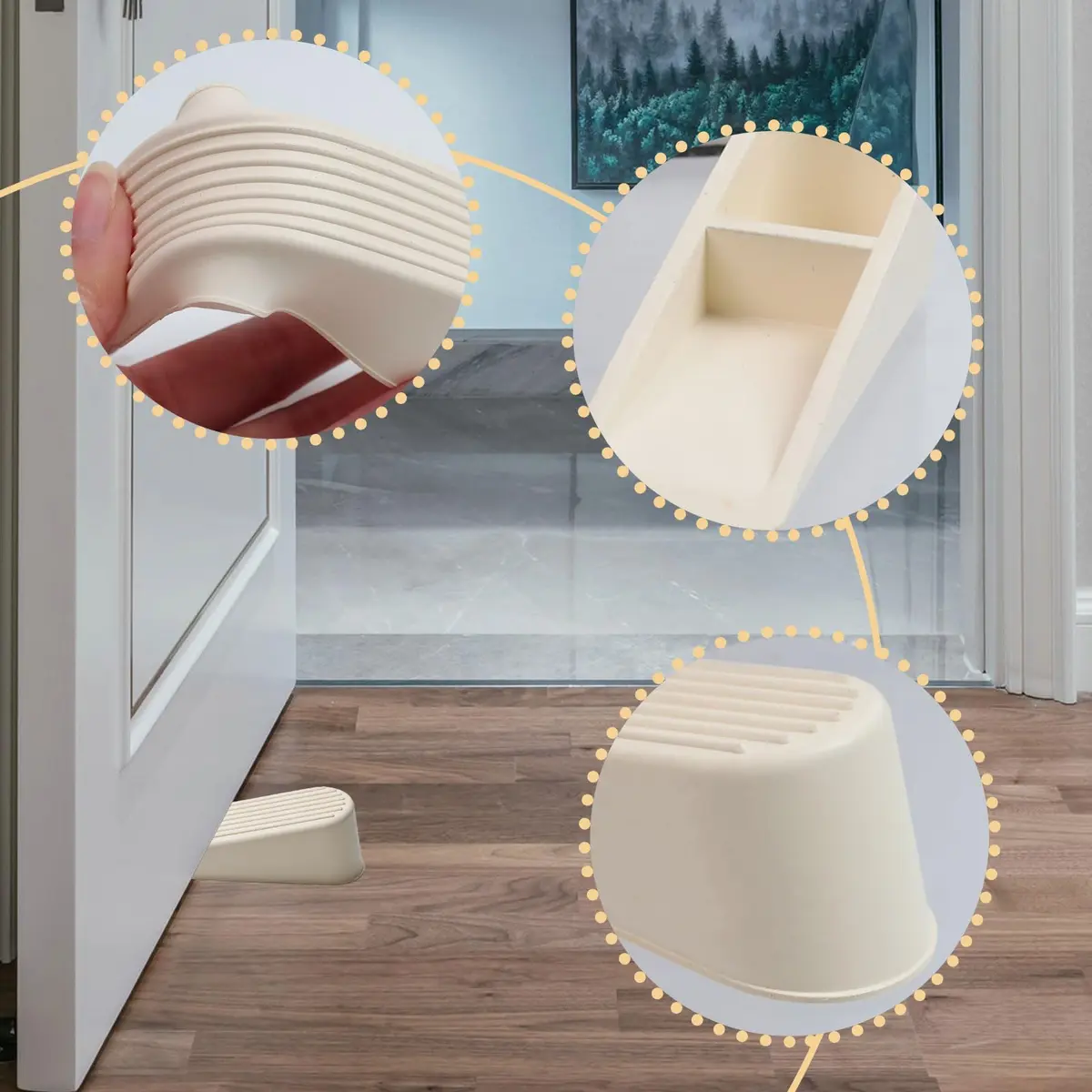 Rannb White 4pcs Door Stop Wedge | Protect Floors & Doors in India - view 3