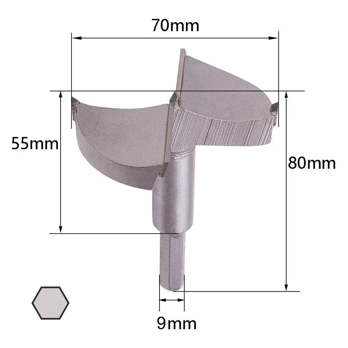 Utoolmart 70mm Forstner Drill Bit with Hex Shank | Cemented Carbide Woodworking Hole Saw Cutter - view 2