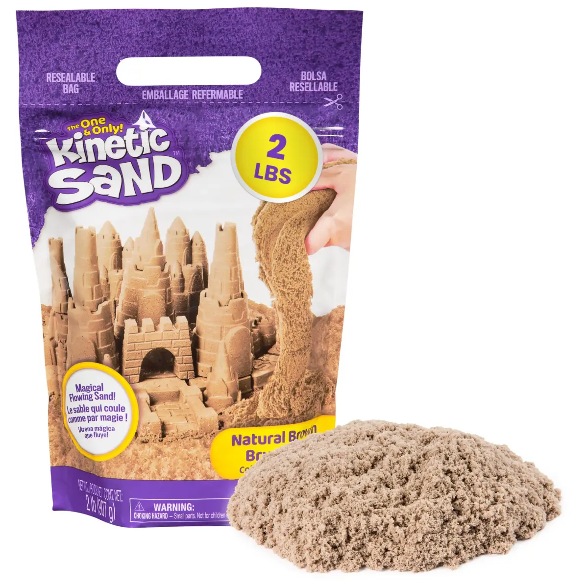 Kinetic Sand Brown 2lb (907g) | Moldable Sensory Play Sand for Kids Ages 3+ | Non-Toxic & Easy Cleanup - main product image