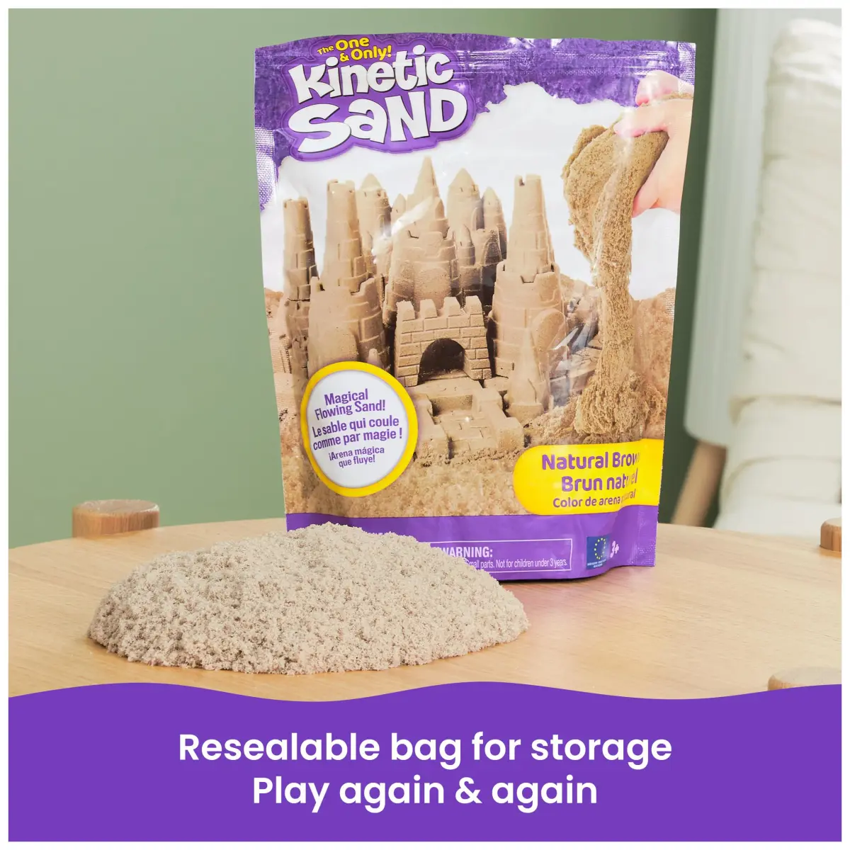 Kinetic Sand Brown 2lb (907g) | Moldable Sensory Play Sand for Kids Ages 3+ | Non-Toxic & Easy Cleanup - view 8