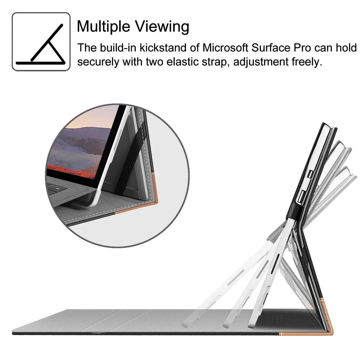 Fintie Case for 12.3 inch Microsoft Surface Pro 7 Plus, Pro 7/6/5/4/3 | Premium Synthetic Leather Folio with Kickstand & Stylus Holder - view 3