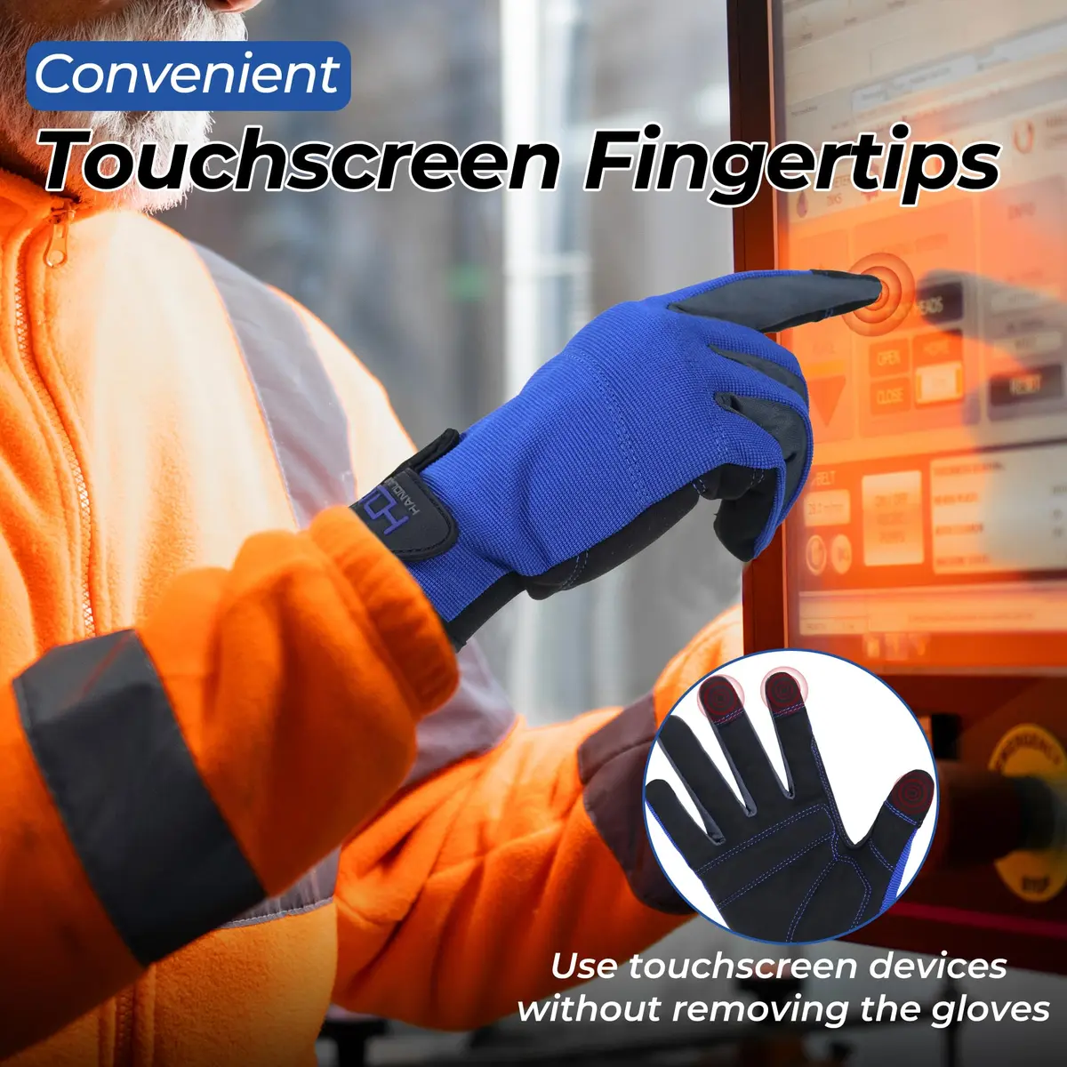 HANDLANDY Work Gloves for Men & Women, Utility Mechanic Touch Screen Gloves, Flexible Breathable Gardening Gloves (Large, 1 Pair) - view 4