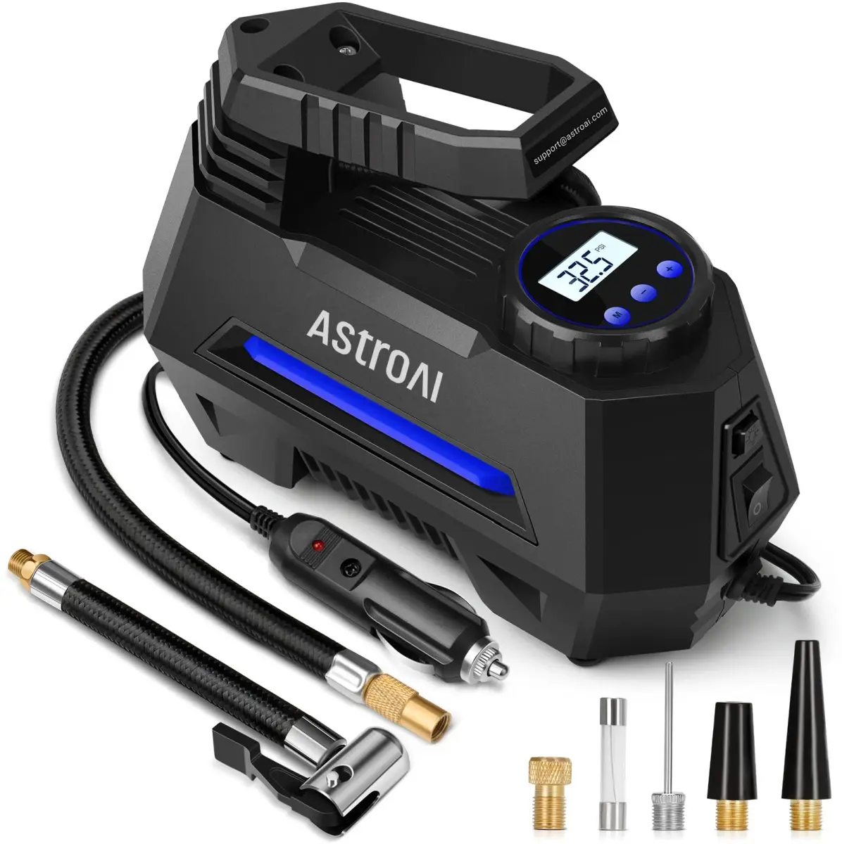 AstroAI AIRUN H Tire Inflator Portable Air Compressor 12V DC 35L/min | Fast Inflation for Car, Motorcycle, Bike Tires - main product image