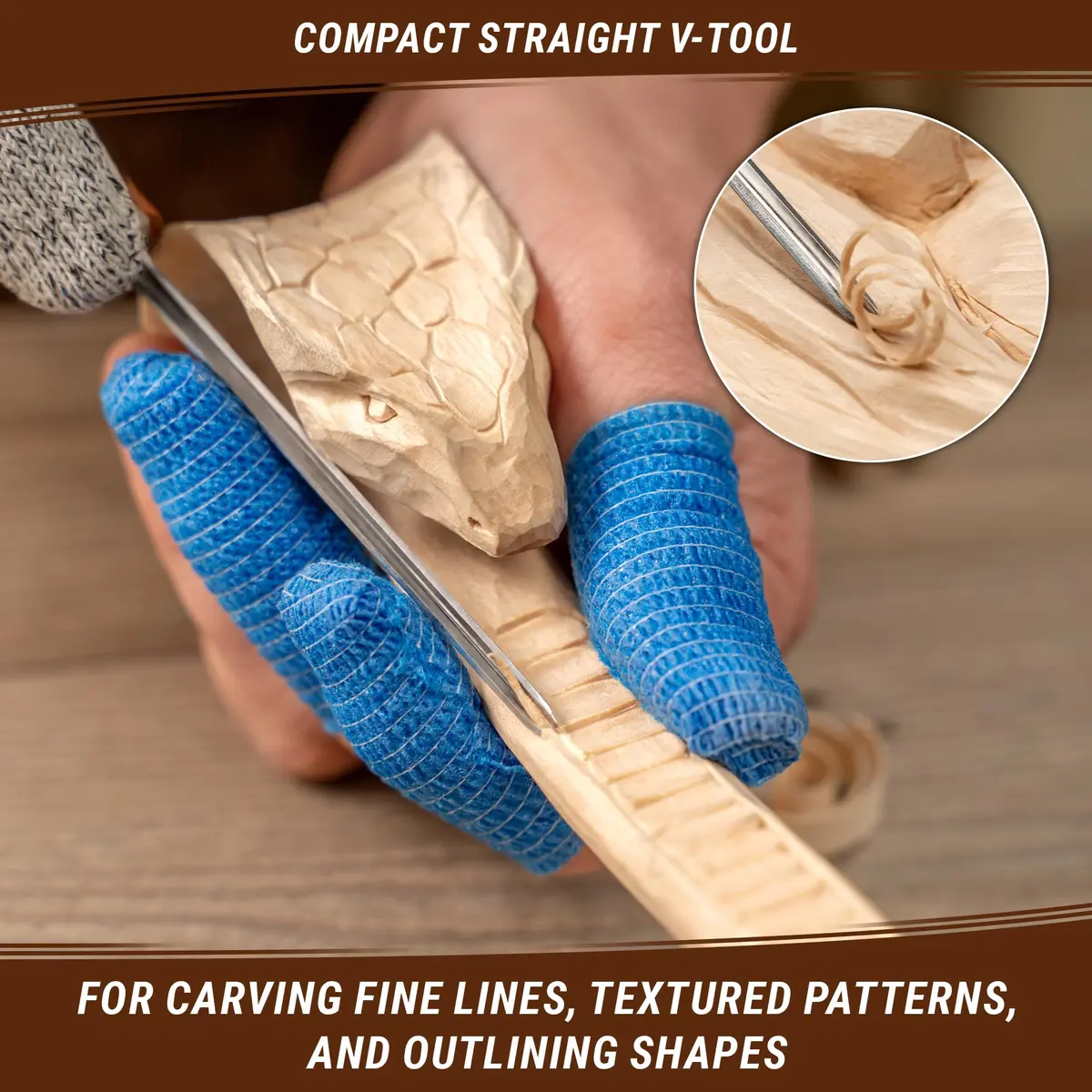 BeaverCraft Wood Carving Chisels V Gouge K12/02 | Fine Deep Line Hand Carving Tool - view 3