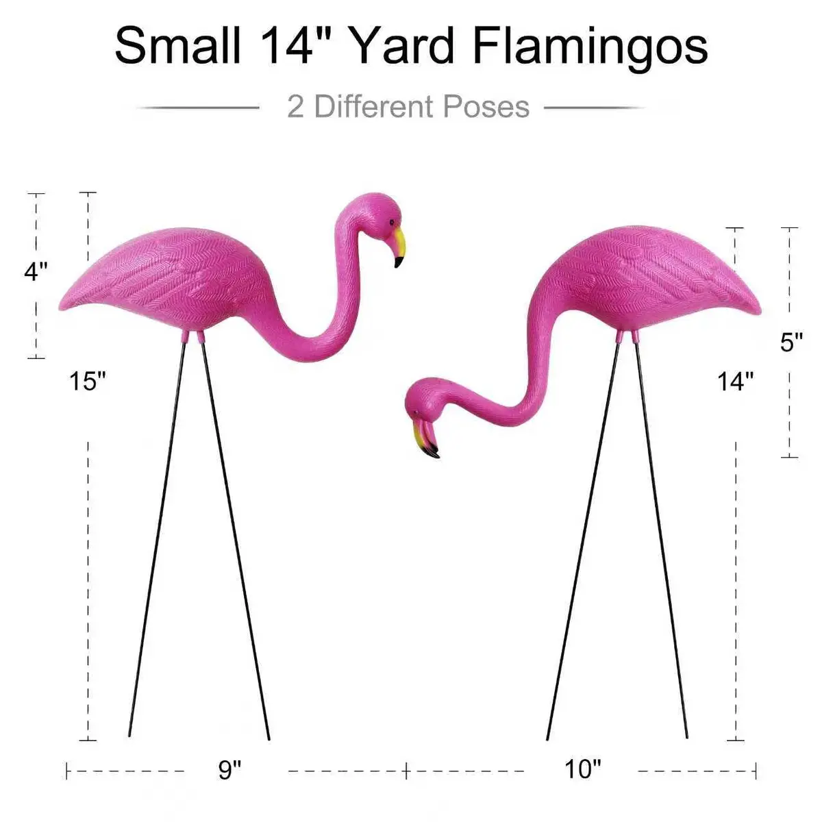 GiftExpress Pink Flamingos Yard Decorations 4 Pack 35.5cm (14" Tall) | Lawn Ornaments & Garden Decor for Outdoor Parties - view 5