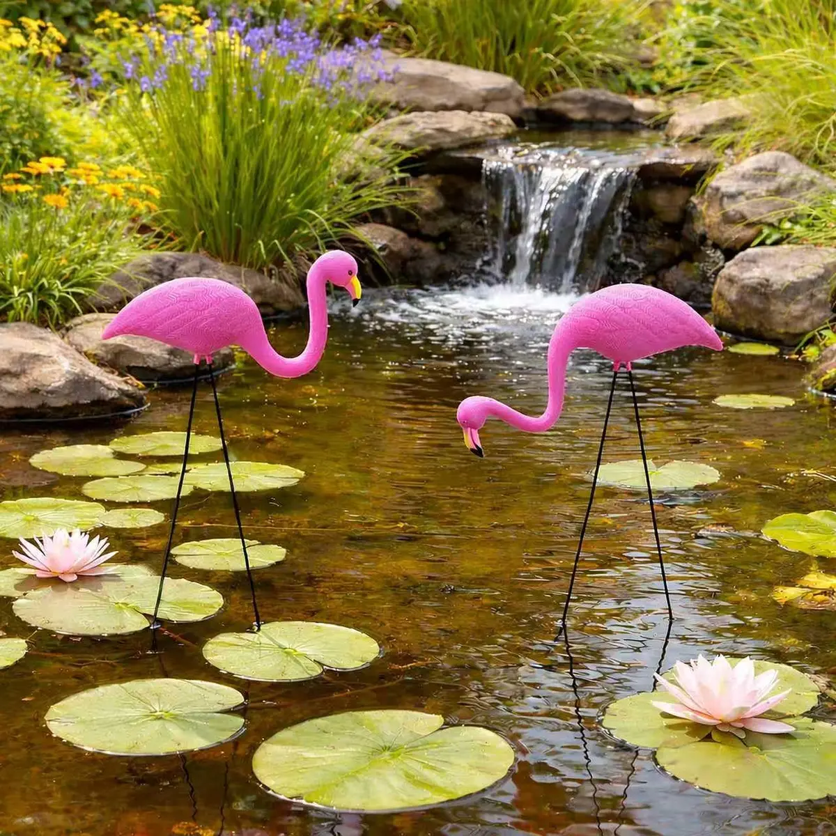 GiftExpress Pink Flamingos Yard Decorations 4 Pack 35.5cm (14" Tall) | Lawn Ornaments & Garden Decor for Outdoor Parties - view 7