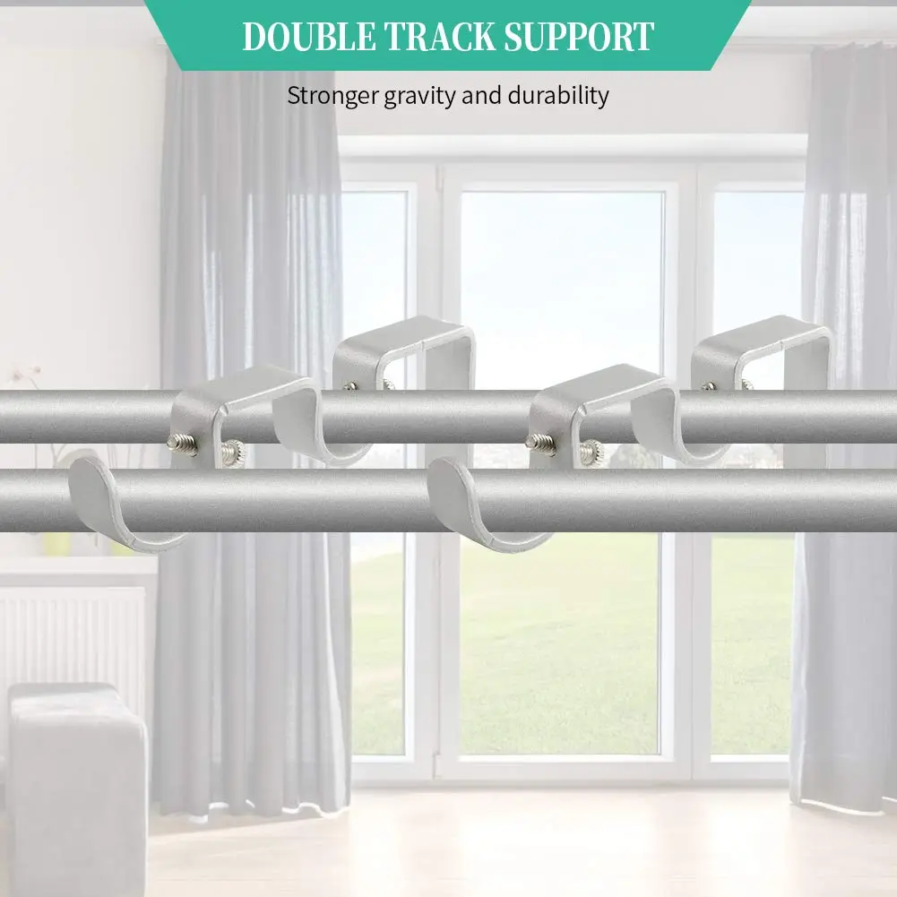 Anndason Heavy Duty Double Curtain Rod Brackets Set of 2 Silver | Mounts for 1" & 5/8" Rods - view 5