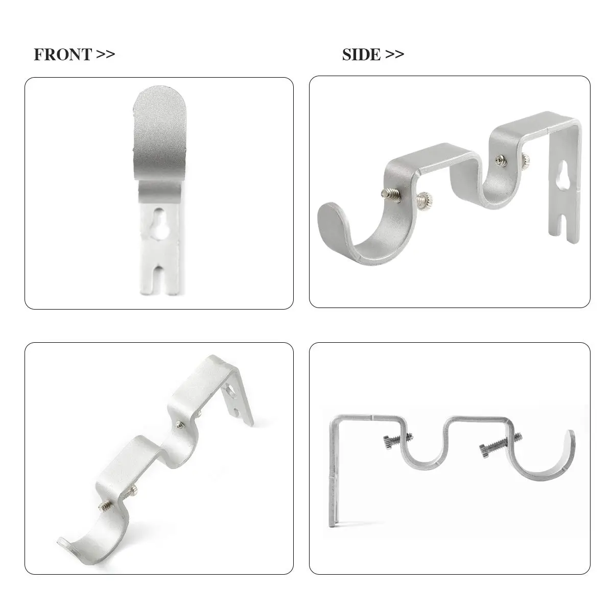 Anndason Heavy Duty Double Curtain Rod Brackets Set of 2 Silver | Mounts for 1" & 5/8" Rods - view 7