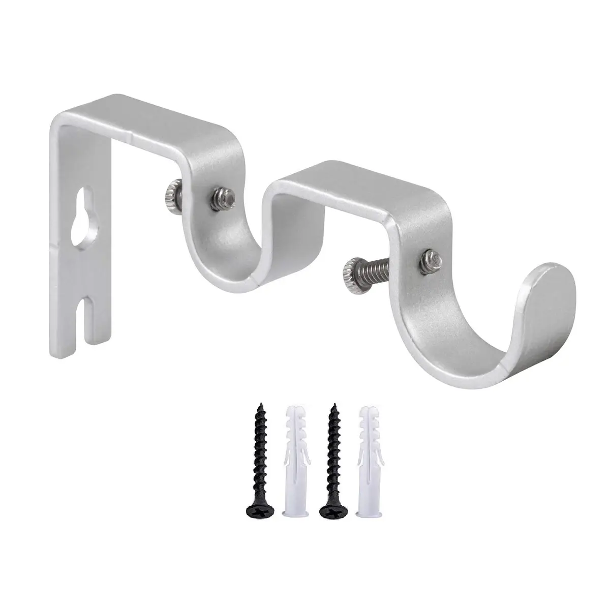 Anndason Heavy Duty Double Curtain Rod Brackets Set of 2 Silver | Mounts for 1" & 5/8" Rods - view 2