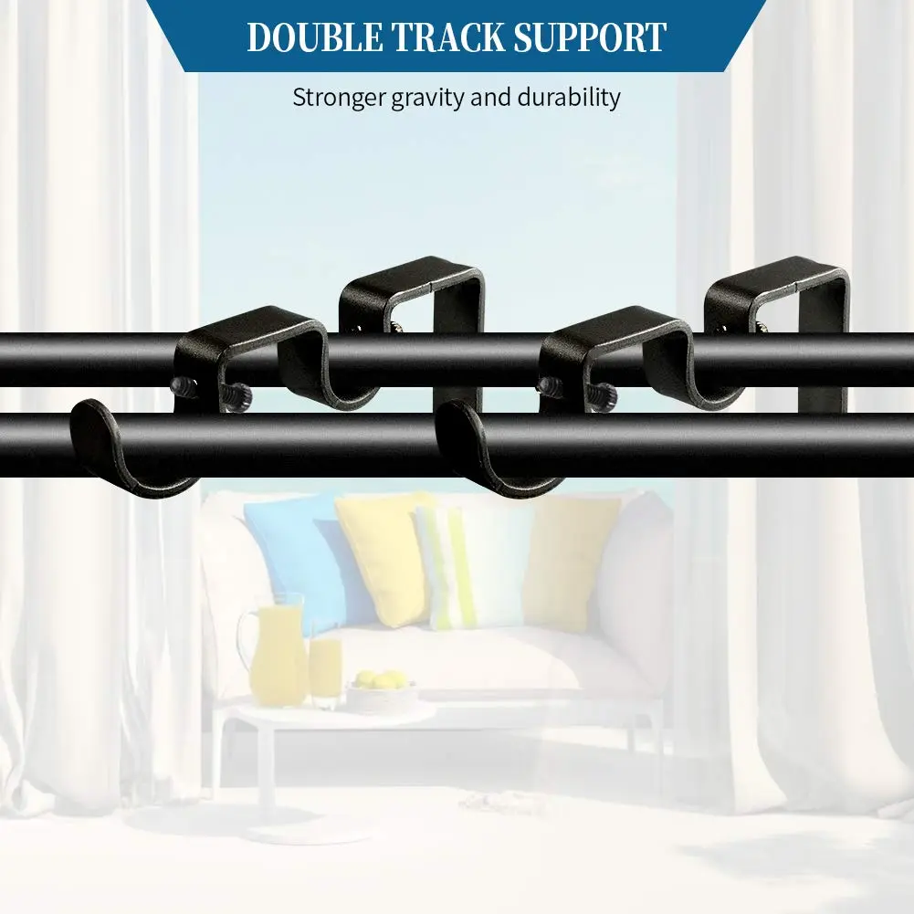 Anndason Heavy Duty Double Curtain Rod Brackets 2.54cm (1") and 1.6cm (5/8") Rod Holders (Set of 6, Black) | Wall Mount for Home & Office - view 5