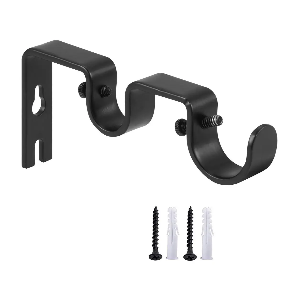 Anndason Heavy Duty Double Curtain Rod Brackets 2.54cm (1") and 1.6cm (5/8") Rod Holders (Set of 6, Black) | Wall Mount for Home & Office - view 2
